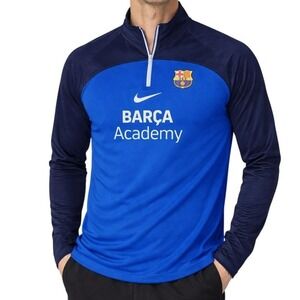 Nike FC Barcelona Barca Academy Dri-Fit 1/4 Zip Soccer Training Top Blue Mens L